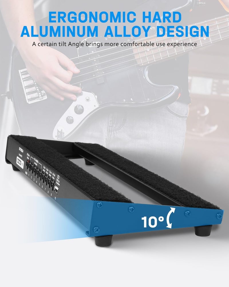 STRICH Guitar Pedal Board with Built-in Power Supply, Small Pedal Board 15 x 5.1" 1.3LB Lightweight Aluminum Alloy, PedalBoard with Pedal Cables, Bag, Hook Loop Strips PB-M15 - Image 4